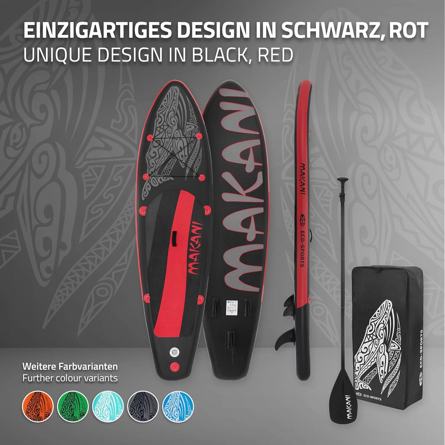 etevert - Stand Up Paddle Board - 305/308/320/380 cm - PVC, 120/150 kg, 10/15 cm d'épaisseur