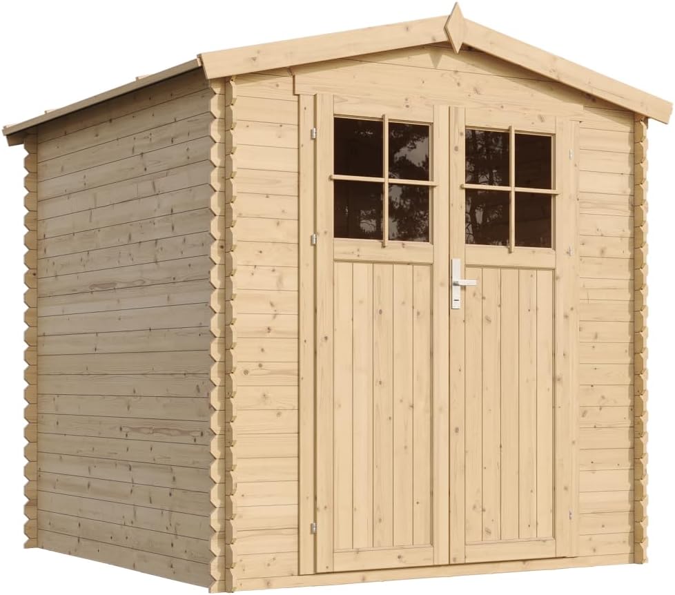Abri de Jardin en Bois - Porte verrouillable de Haute qualité- Stockage extérieur I216xL206xH218 cm/ 3.53 m2 Petit abri à Outils, Local à vélos - Toit imperméable, fenêtres etevert M343F