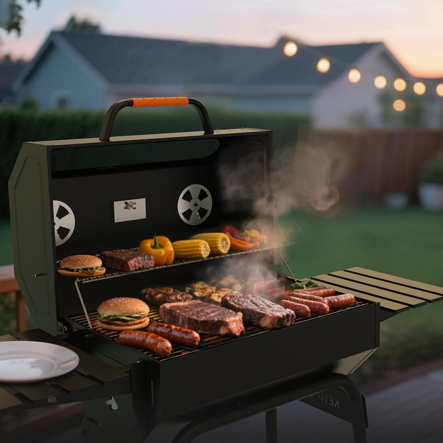 etevert 23 pouces barbecue pentagonal, chromé, 469 Sq In-23 Pouces