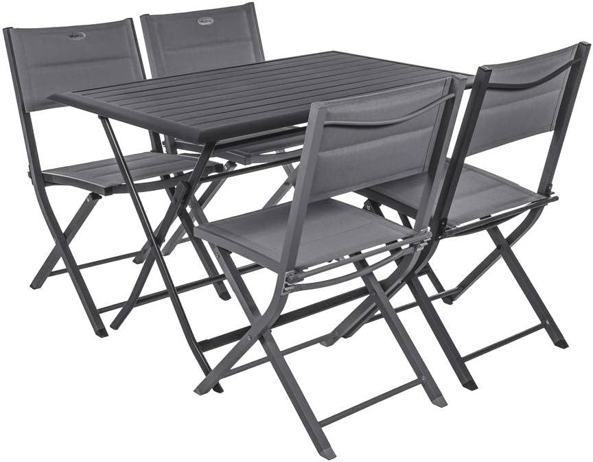 etevert - Azua - table pliante 4 places, alu époxy gris graphite
