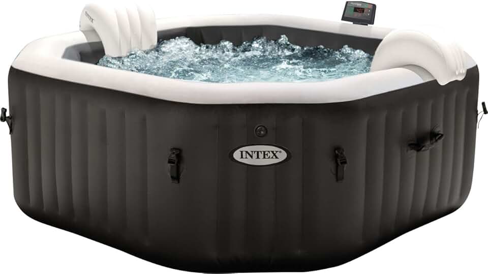 etevert Pure SPA Octagon - 201x71 cm - 4 pers, eau salée, 795 l, noir - 28458