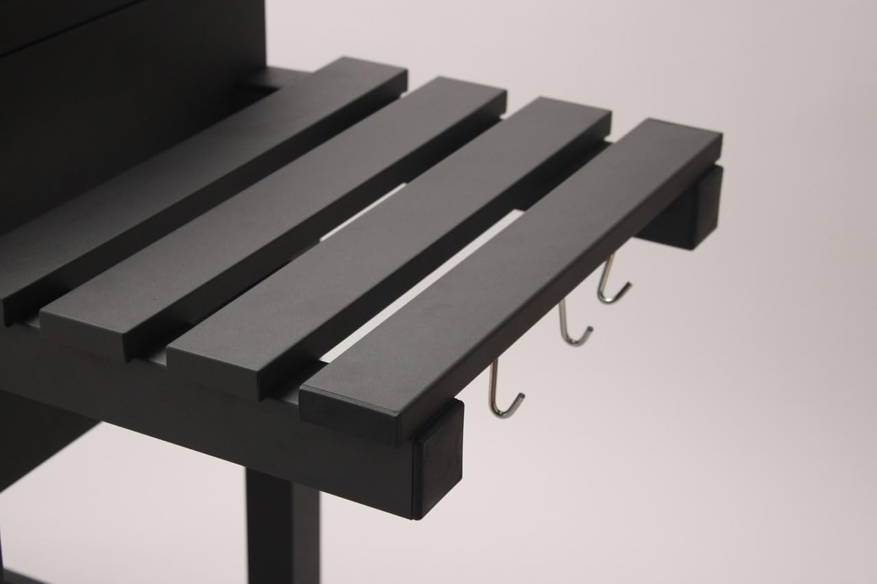 etevert - Memphis - acier, grille, tablette pliable, roulettes, thermomètre, bac à cendres