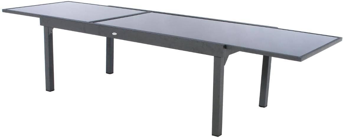 etevert - Piazza extensible - 12 places - aluminium/verre renforcé - gris graphite