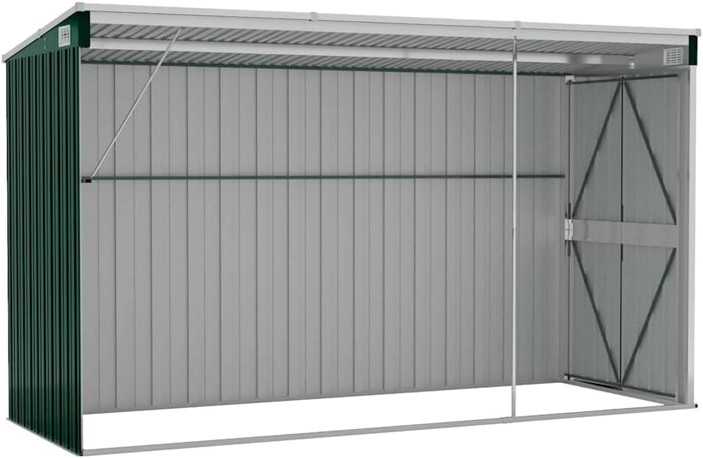 etevert Abri de Jardin Mural Vert 118x288x178 cm Acier galvanisé,Structures extérieures, Cabanes & abris de Jardin,316225