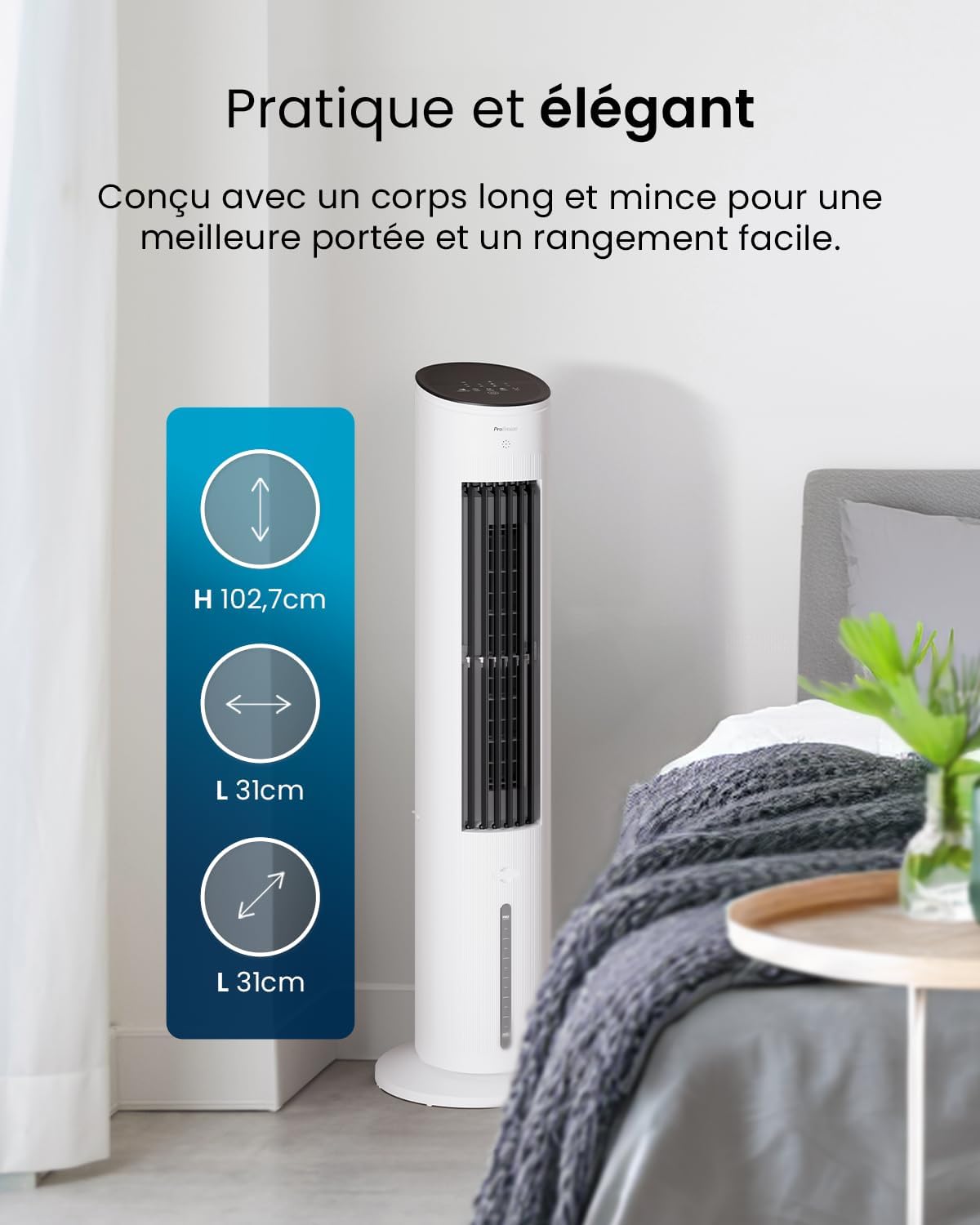 etevert - OmniAir - 5L - 3 vitesses, 4 modes, minuterie 7h, clim mobile