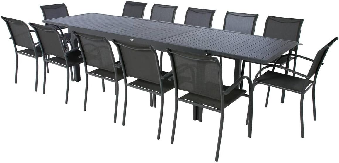 etevert - Piazza - 230/340x100 cm - table extensible 12 places, aluminium antirouille