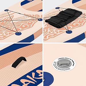 etevert Planche stand up paddling abricot Makani 320x80x15 cm SUP gonflable Planche paddle surf