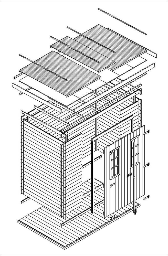 Abri de Jardin en Bois avec Sol TRAITÉ - Stockage extérieur l239xL142xH200cm/2.63 m2 - Petit abri à Outils, Local à vélos - etevert M310C+M310G