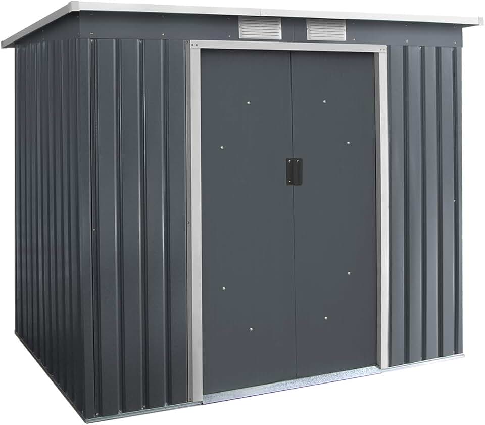 etevert - abri de jardin métal, 213x130x173 cm, porte coulissante, fondation solide.