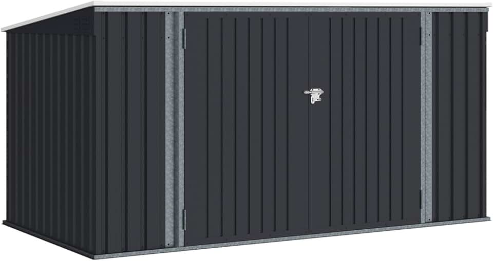 etevert - Abri de jardin XXL métal gris anthracite, verrouillable, multi-rangement, 340x382x180 cm