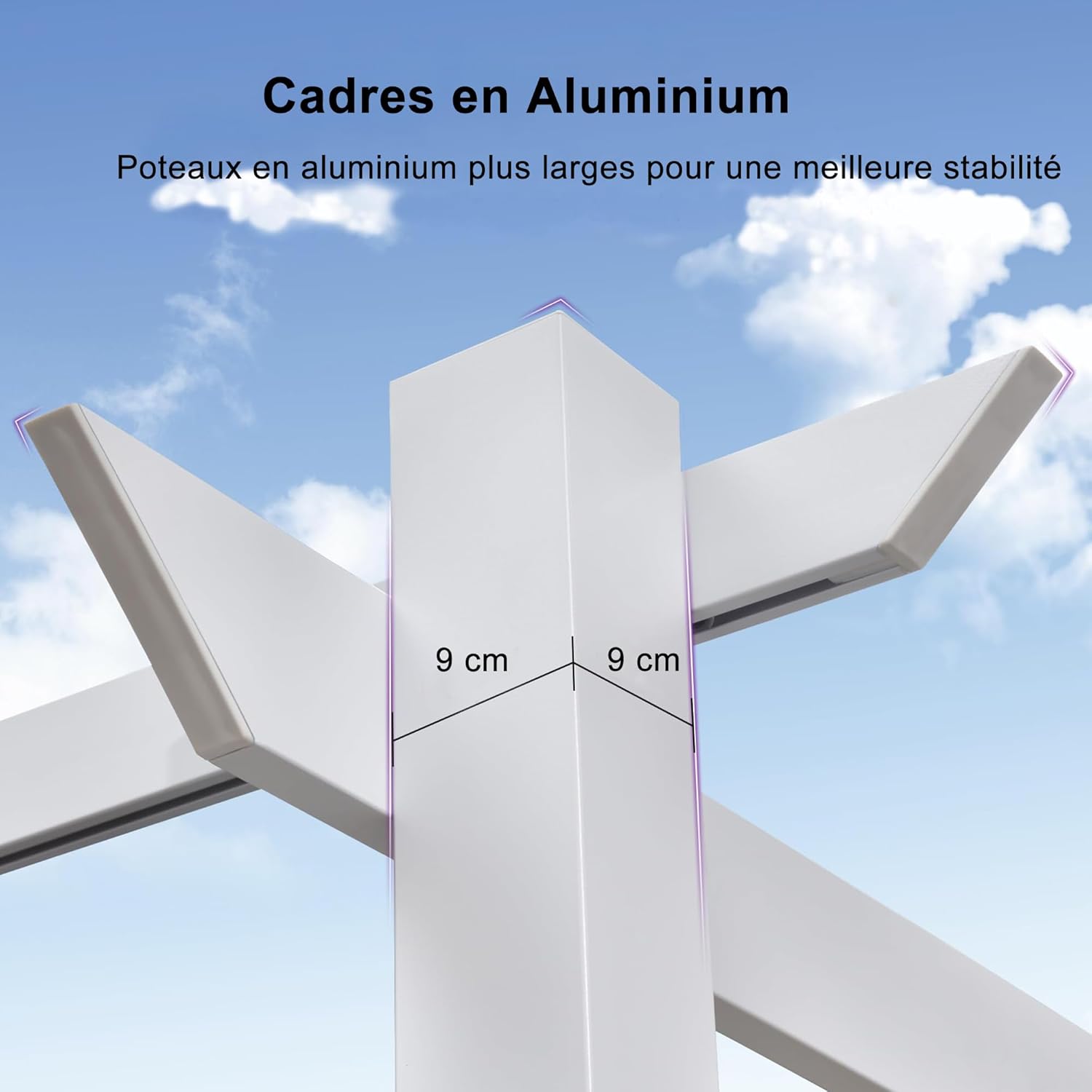 etevert - Pergola aluminium - 4x3m - éclairage intégré, toit kaki