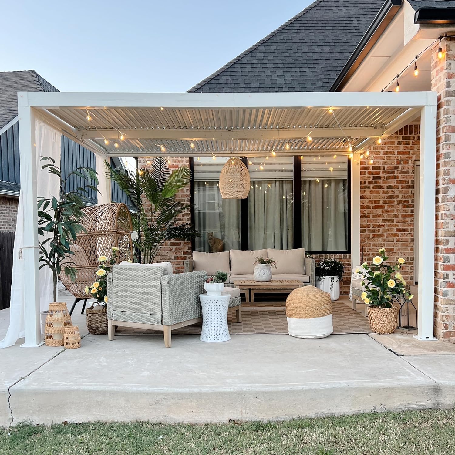 etevert - Pergola Bioclimatique - 4,24x3m - Aluminium, lames orientables, blanc