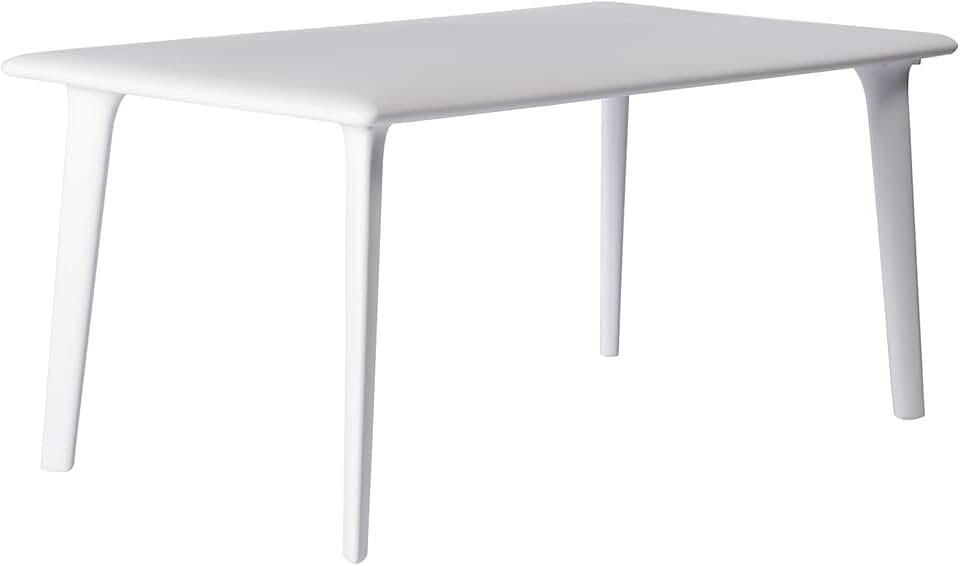 etevert - Dessa - Table de jardin rectangulaire 160x90 cm blanche