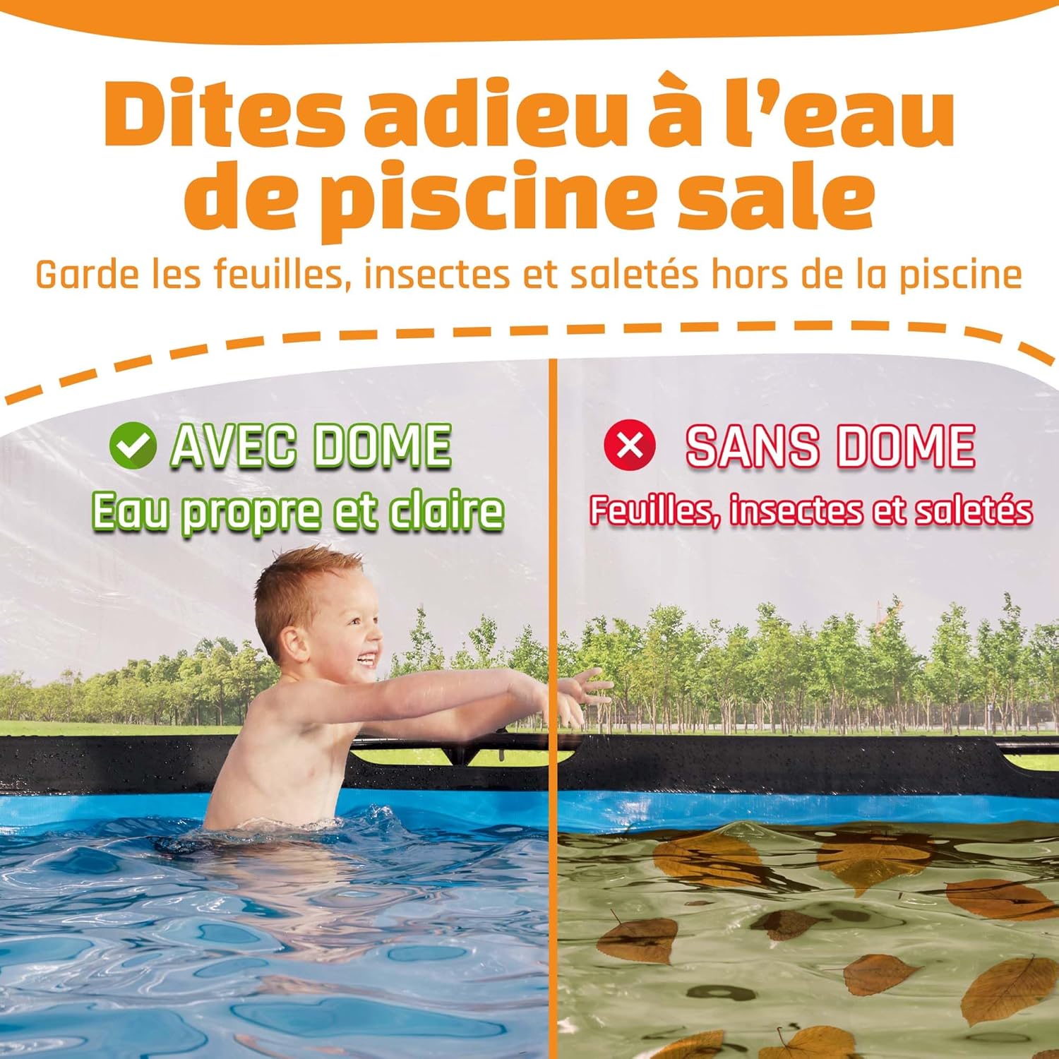 etevert - Dôme de Piscine - ø366cm - Abri pivotant, installation facile, eau chaude