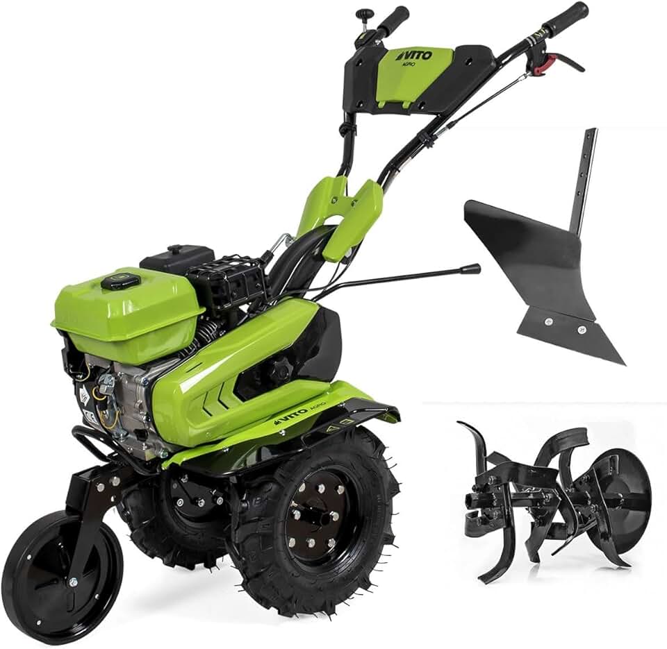 etevert - Motoculteur Thermique à Essence 4 Temps 212 cm3 7CV Transmission Courroie Largeur 70-85cm Buteur + Fraises Idéal Jardin & Maraîchage