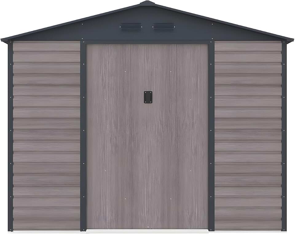 etevert - ADELMO - abri jardin métal 5,40m² acier galva bois gris
