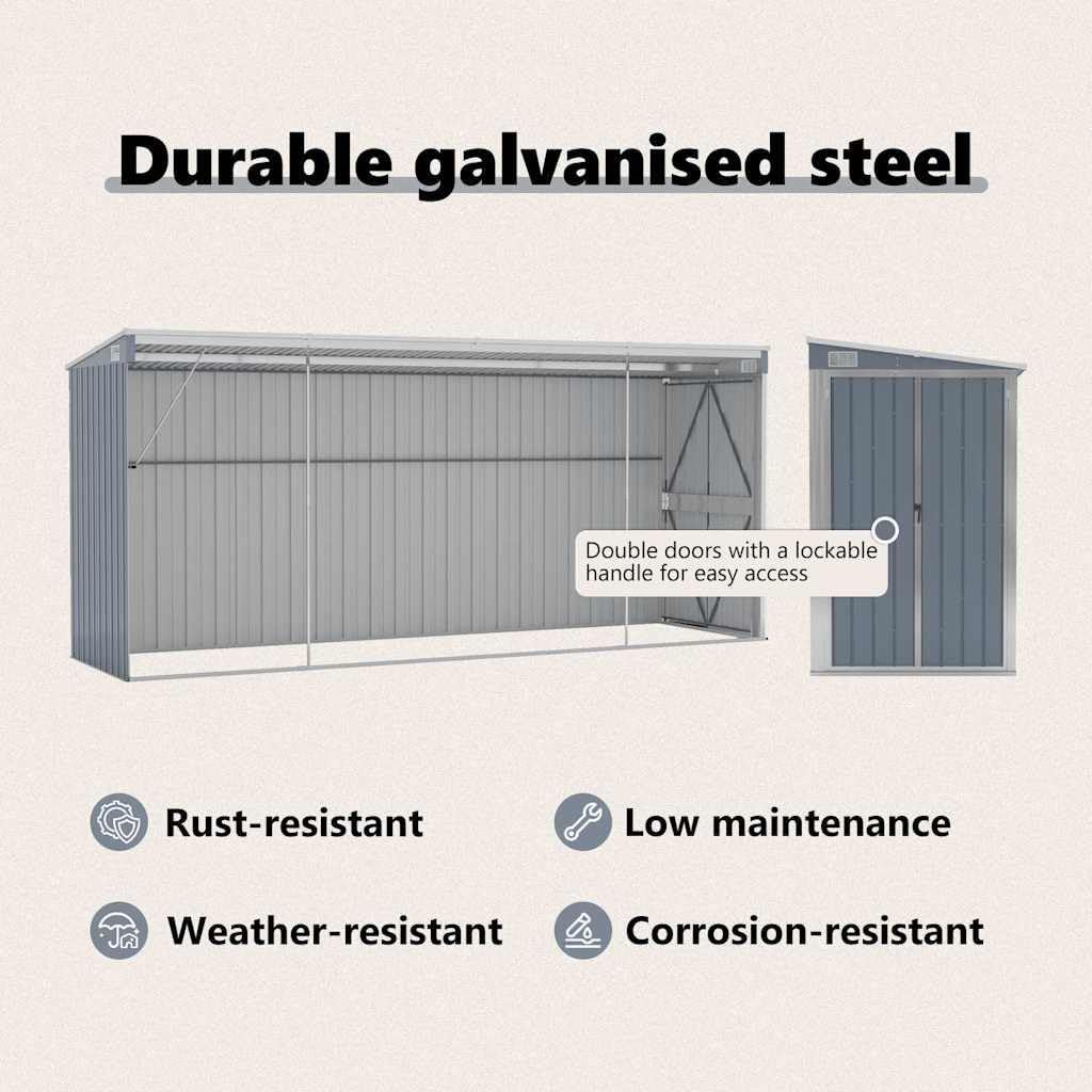 etevert Abri de Jardin Mural Gris 118x382x178 cm Acier galvanisé, Maison & Jardin, Pelouses & Jardins, Vie en extérieur, Structures extérieures, Cabanes & abris de Jardin, Gris, (Poids 47.9KG)
