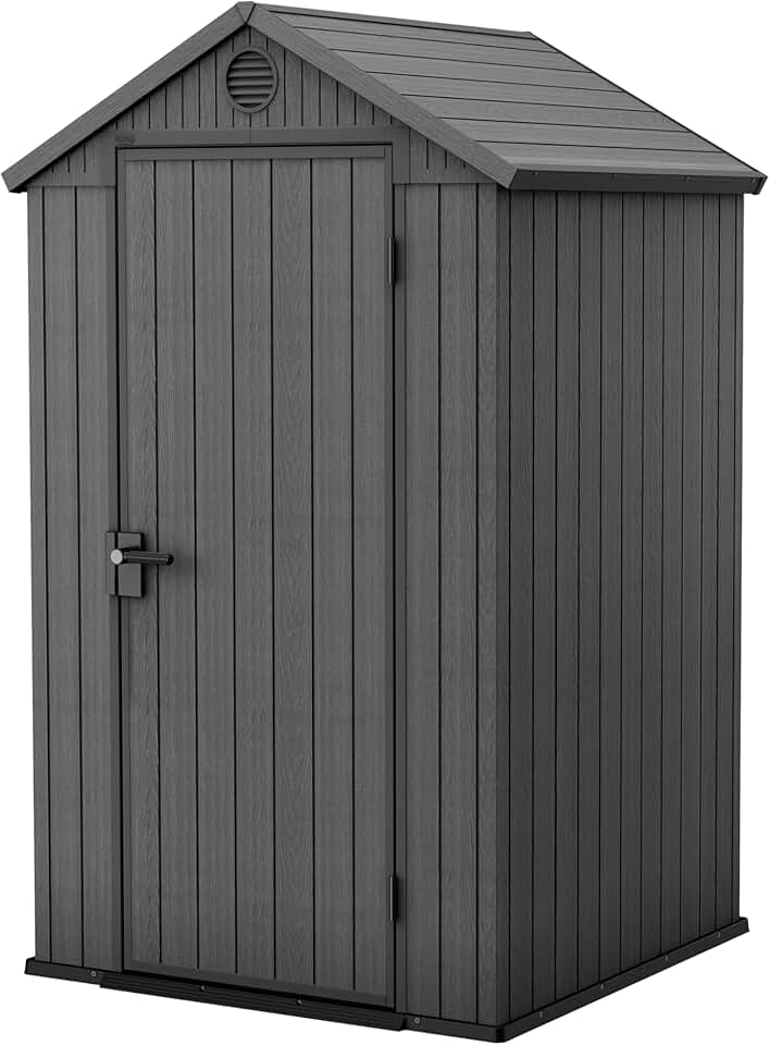 etevert Abri de Jardin Résine etevert 4X4-125 X 184 X 205 cm - Compact, Durable et Résistant aux Intempéries - Couleur Gris Moderne