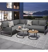etevert Ensemble Salon de Jardin Exterieur 6/8 Personnes, Canapé d'angle Aluminium Métallique ave...