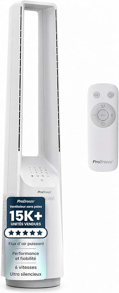 etevert - Ventilateur colonne, 101 cm - 6 vitesses, oscillation 60°, silencieux