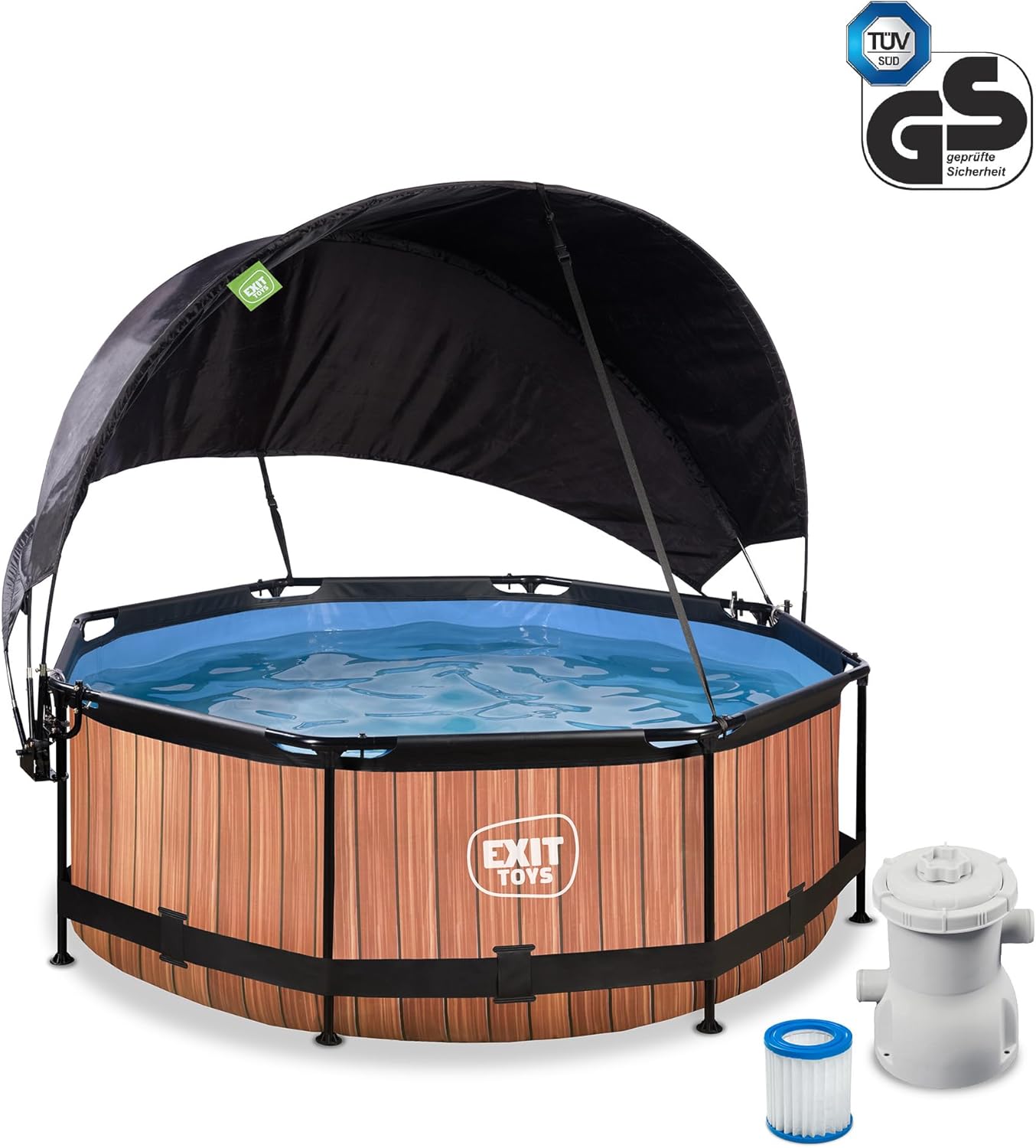 etevert Piscine Lime avec Voile d'Ombrage - ø244x76cm - Piscine Hors Sol Ronde avec Pompe Filtrante à Cartouche - Protection Optimale Contre Les Rayons UV - Entrée Basse - Design Unique - Vert
