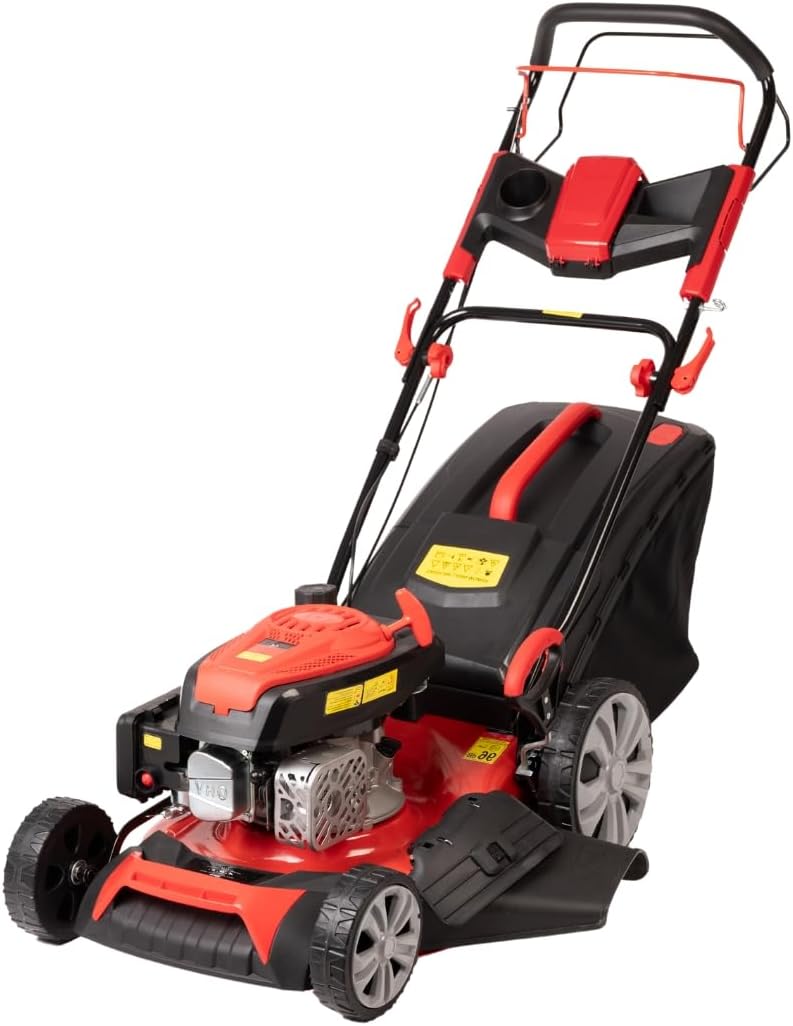 etevert Tondeuse à gazon à explosion automotrice 4in1-4 CV, Tondeuse à gazon thermique autoportée - Moteur 170cc 4 temps avec autotraction - Largeur de coupe 51 cm - Mulching - Panier de collecte 60L