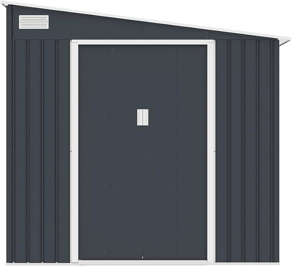 etevert - abri de jardin métal adossé 5,49 m² acier anthracite DAUSTIN