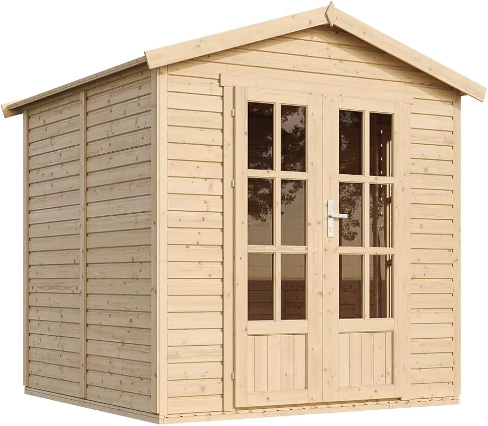 etevert - cabane de jardin bois 233x222x233 cm, plancher, verrou, M351FB