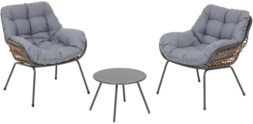 etevert - Paopao Duo - dimensions compactes - résine tressée, acier anticorrosion, coussins inclus