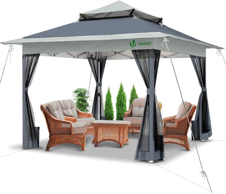 etevert - tonnelle de jardin - 3.6x3.6m - moustiquaire, acier, toits doubles, anti-UV