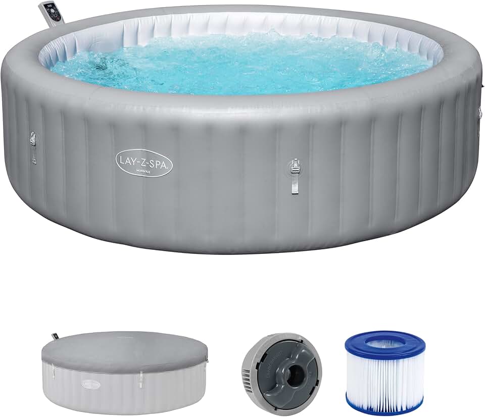 etevert - Hawaii MaxHold EnergySense UltraFit - 2,36m x 71cm - AirJet rond gris - 8 places
