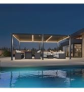 etevert Pergola Bioclimatique en Aluminium 3,5 x 5,5 m, Tonnelle de Jardin Exterieur Imperméa...