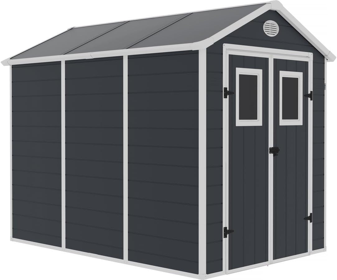 etevert - Abri de Jardin Résine Texas 5.23 m² Anthracite - Ancrages Intérieurs - Antirouille/Anti-UV