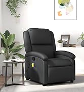 etevert Fauteuil de massage en cuir véritable Noir