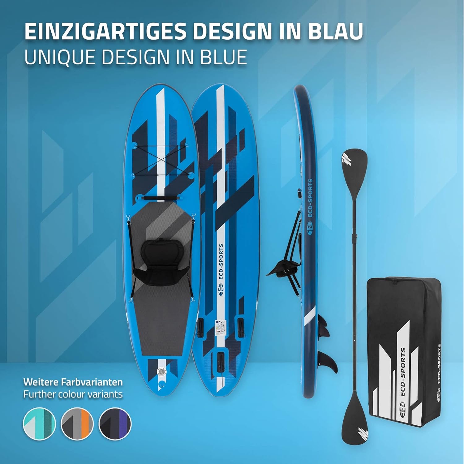 etevert Stand Up Surf Paddle Board Gonflable 305/308/320/380 cm | PVC | jusqu'à 120/150 kg | Épaisseur 10/15 cm | Planche de Surf Pagaie Sac de Transport Pompe à Air | Diverses Couleurs Modèles