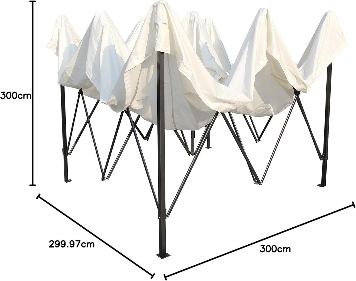 etevert - Tonnelle pliante série premium - 3x3m - étanche, parois latérales, accessoires, haute qualité