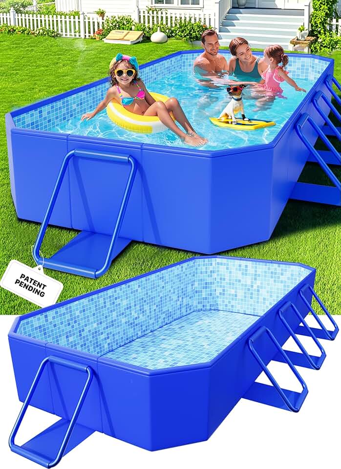 etevert - Piscine Tubulaire Metal Frame - 229x127x51 cm - rectangulaire, surdimensionnée, pliable, facile à ranger