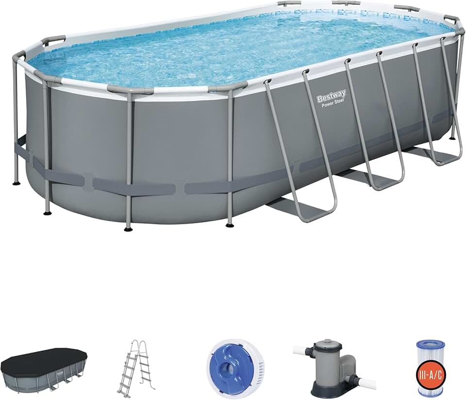 etevert - Power Steel - 549x274x122cm - Piscine hors sol avec accessoires