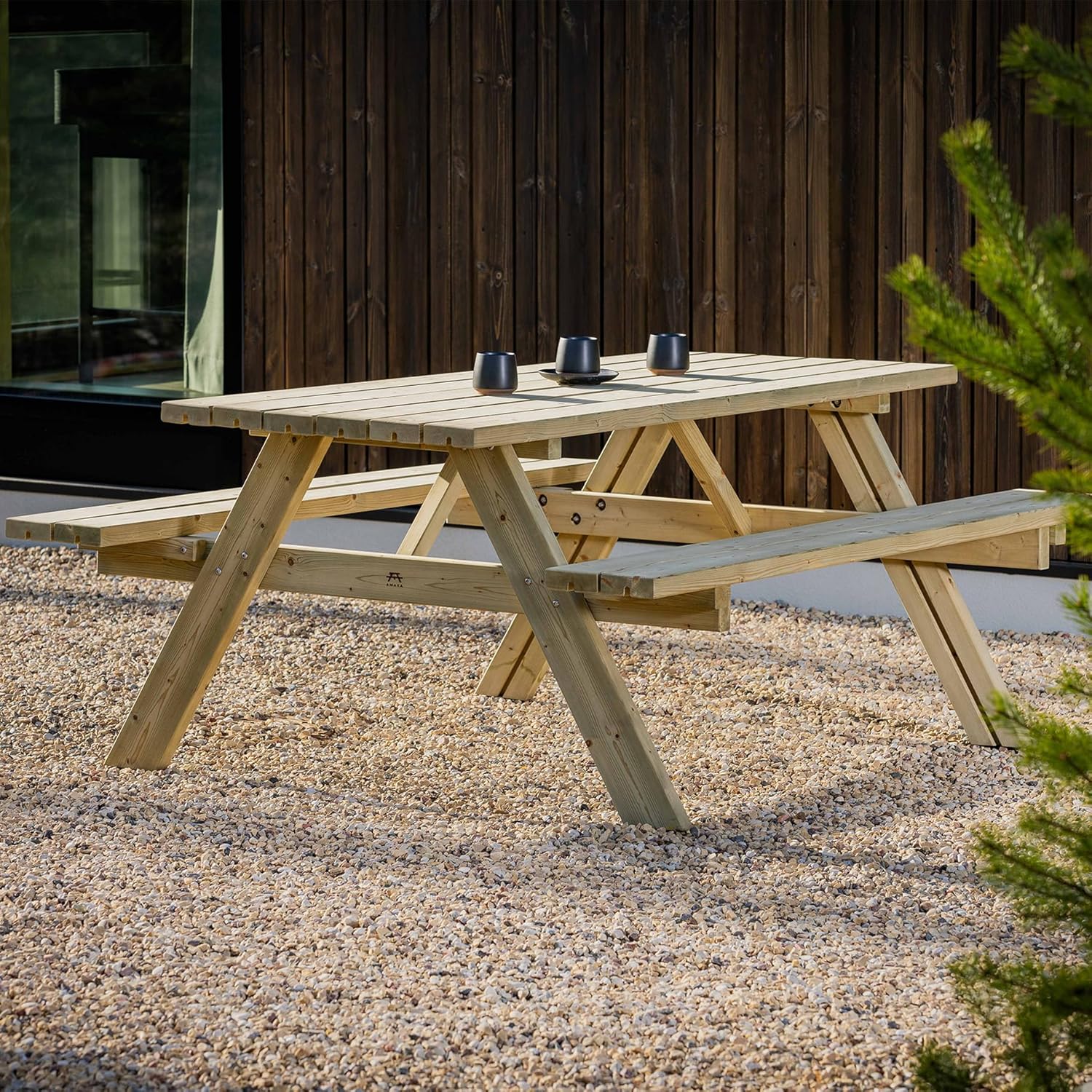 Table de Pique-Nique - Collection UNGURS - Résistante aux intempéries - Sièges pliants, idéale jardin_extérieur - etevert-