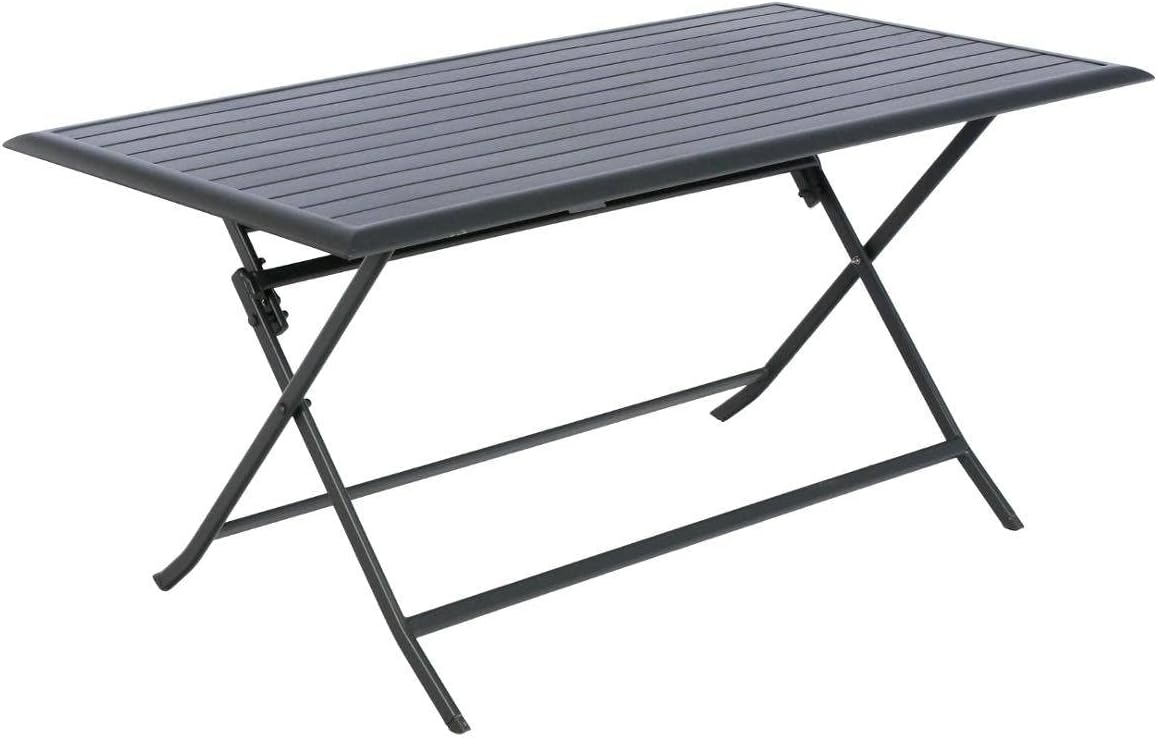 etevert - Azua table de jardin pliante 6 places, aluminium gris