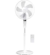 etevert Ventilateur sur Pied Ø 40 cm Puissant 55W, 3 Vitesses, 4 Modes, Hauteur Réglable & Têt...