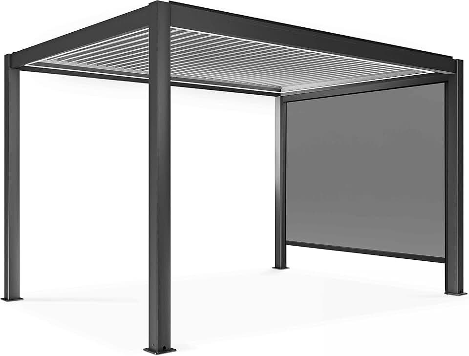 etevert - pergola bioclimatique motorisée éclairée autoportée 3x4m store