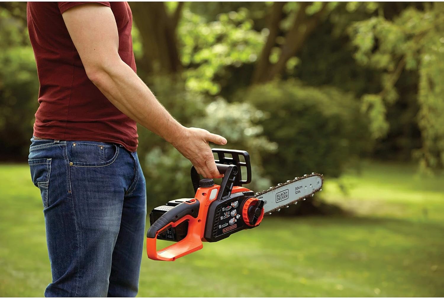etevert - Tronçonneuse 36V 30cm, batterie 2Ah, lubrification auto, tendeur sans outil - GKC3630L20-QW