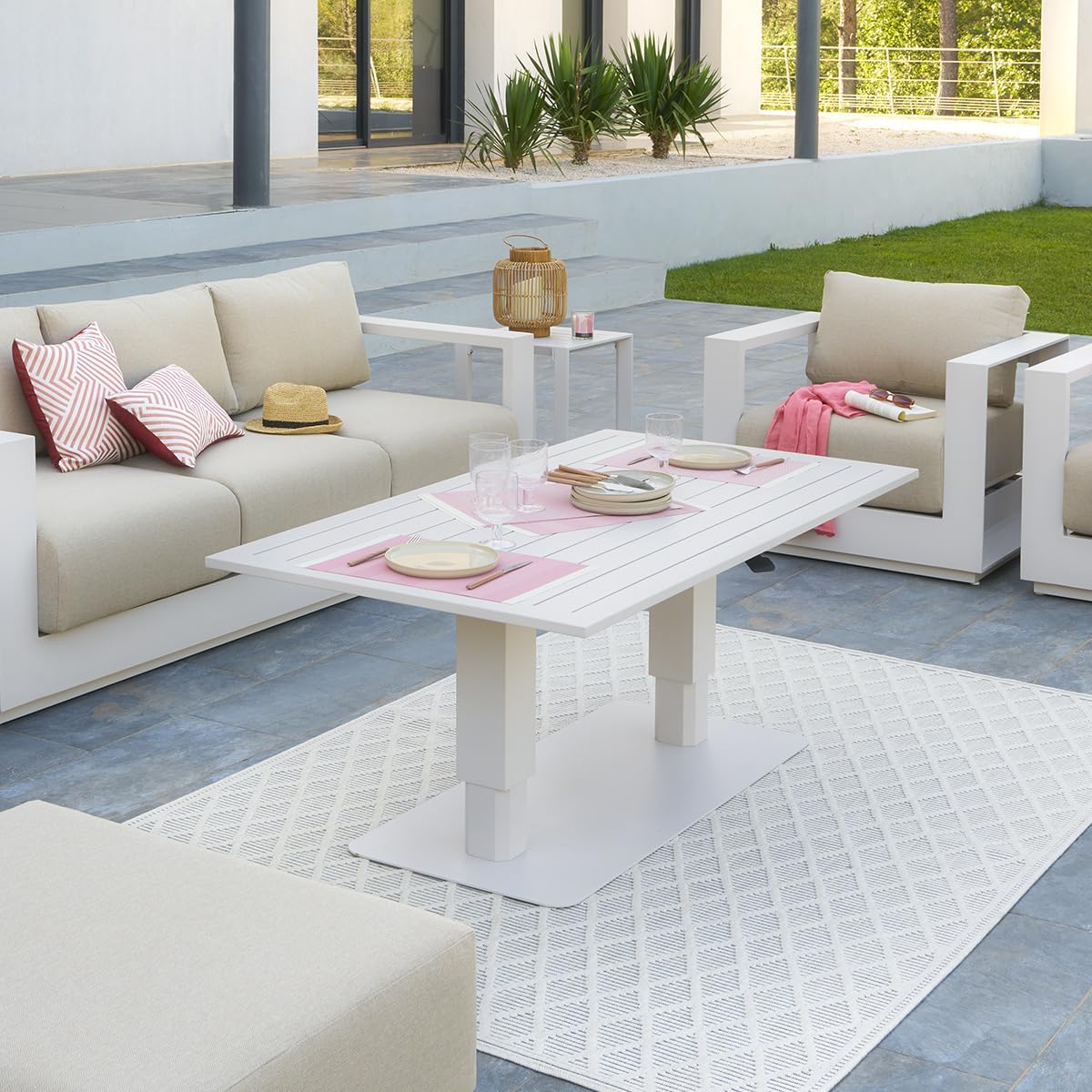 etevert - Salimia - 150x80 cm - table jardin relevable, alu, 6-8 pers