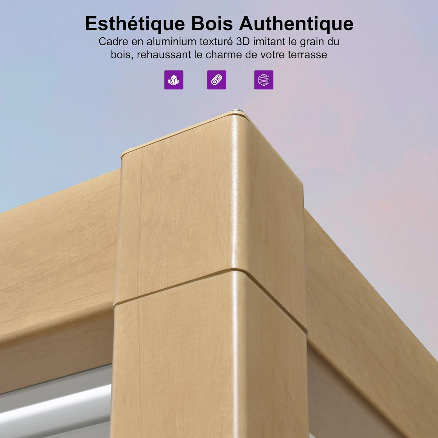 etevert - Pergola Bioclimatique bois effet alu - 3,5x6,35m - lames orientables, imperméable, extérieur