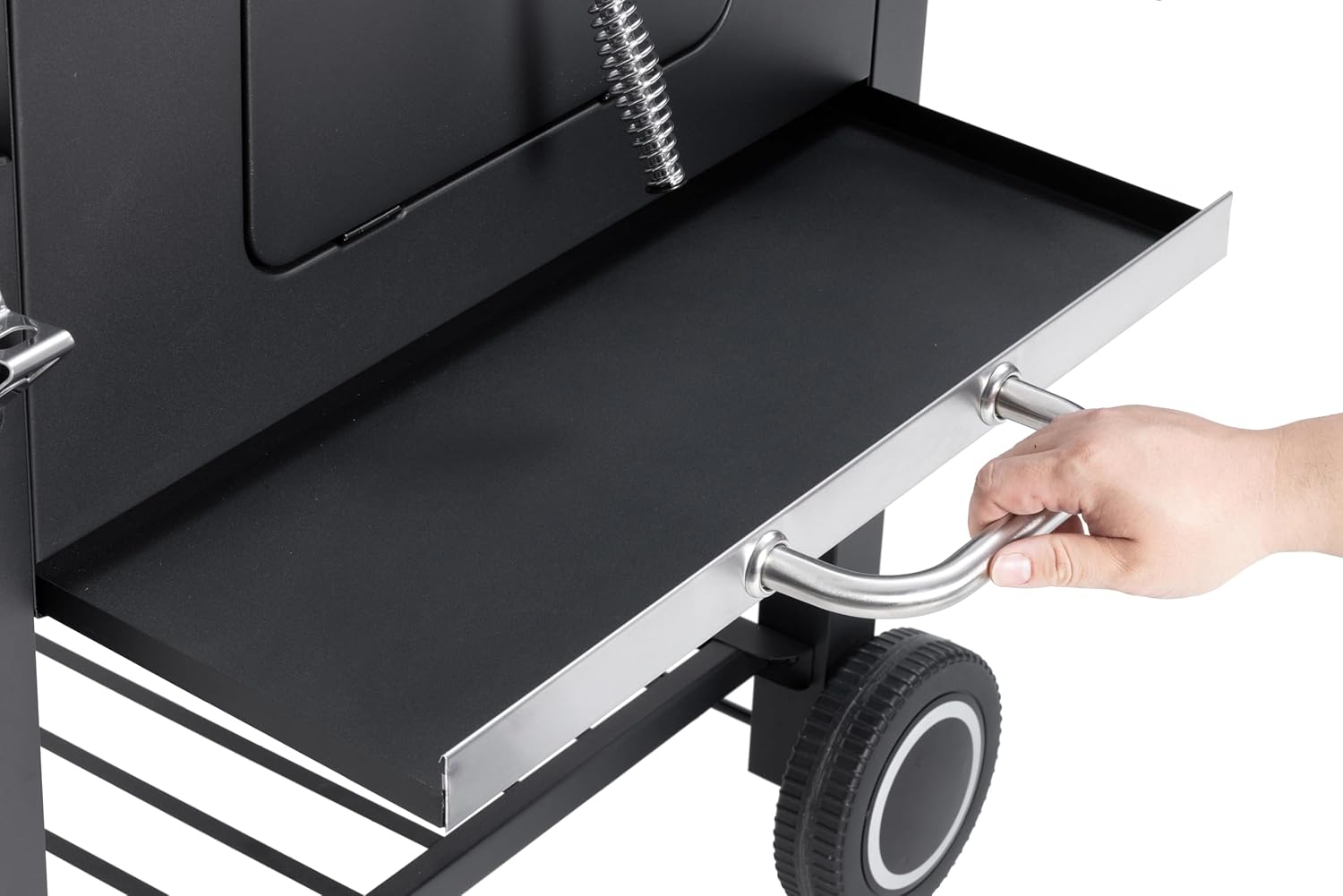 etevert - Memphis - acier, grille, tablette pliable, roulettes, thermomètre, bac à cendres