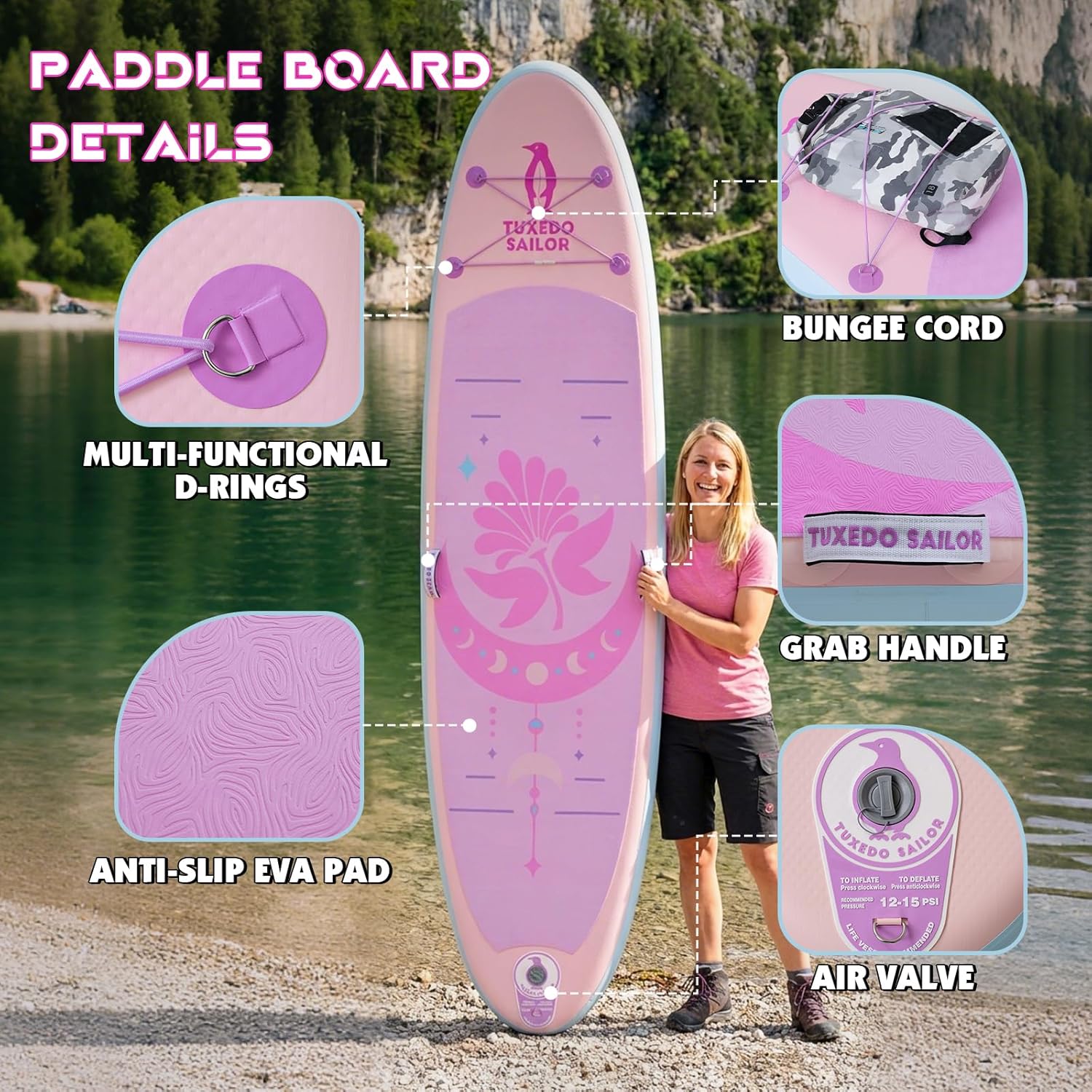 etevert - Paddle Gonflable Adulte - planche SUP - accessoires complets - dimensions standards