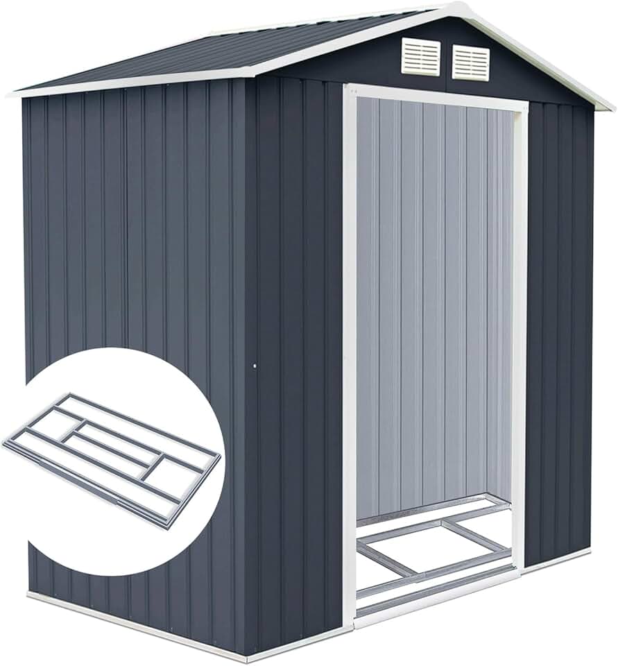 etevert - abri de jardin série acier - 213x127x185 cm - 2 portes coulissantes, 2 fenêtres, 3m² - etevert