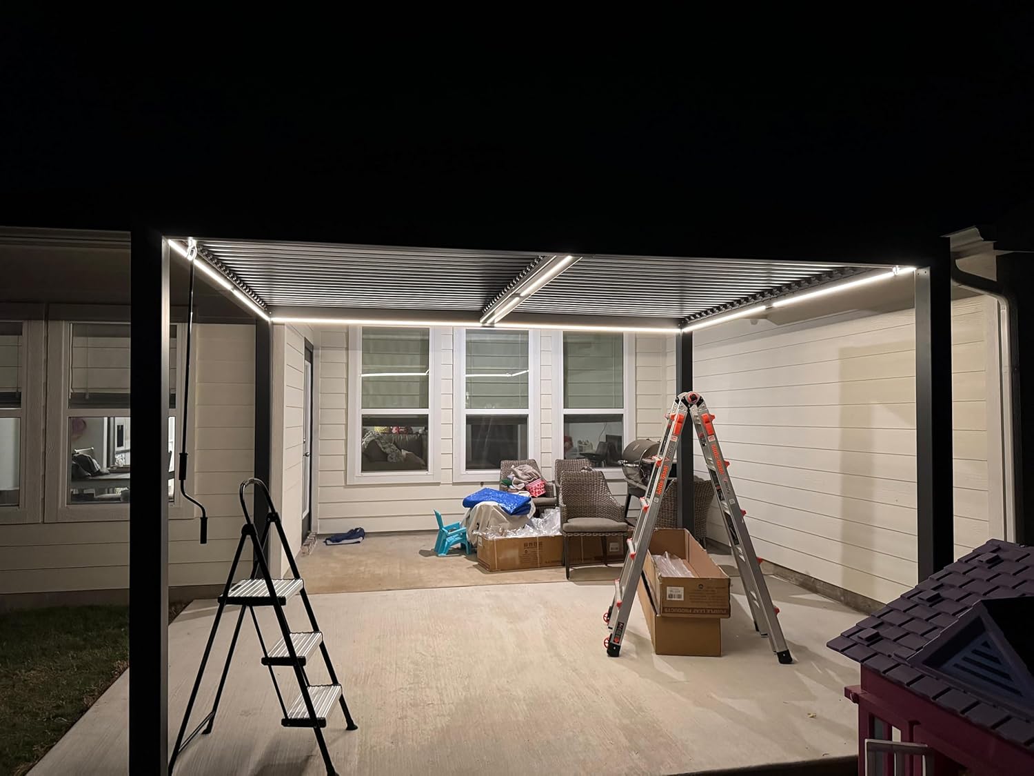 etevert - Pergola bioclimatique - 3 x 3,65 m - aluminium, lames orientables, LED, imperméable