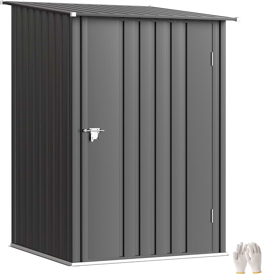 etevert - abri de jardin compact 1m², acier ondulé, porte verrouillable, 1x1,03x1,6 m